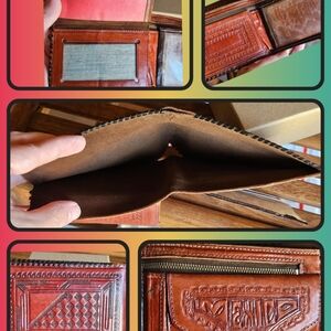 Vintage Tooled Genuine Leather Wallet Billfold